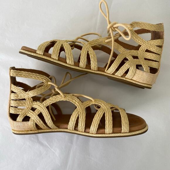 Gentle Souls Break My Heart 3 Size 7.5 Raffia Natural Leather Sandal Comfort - Picture 4 of 11